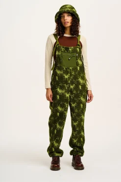Lucy & Yak Baloo - Borg Fleece Dungarees in Green Sequoia Print Online