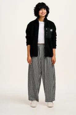 Lucy & Yak Beau - Balloon Brushed Cotton Trousers in Black & White Mono Gingham Print Best