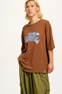 Lucy & Yak Benny - Oversized Cotton Tee in Stay Soulful Print Hot