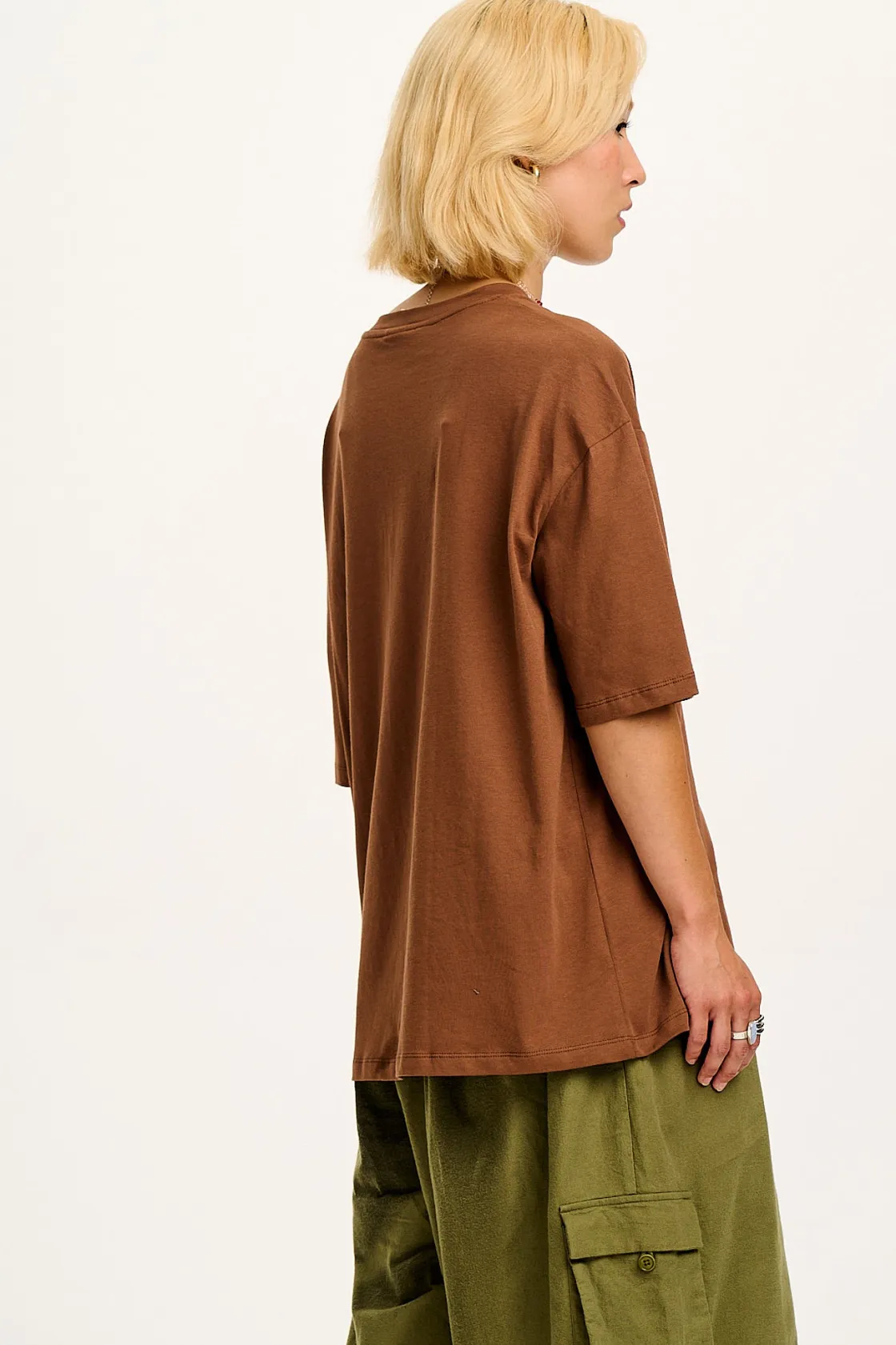 Lucy & Yak Benny - Oversized Cotton Tee in Stay Soulful Print Hot