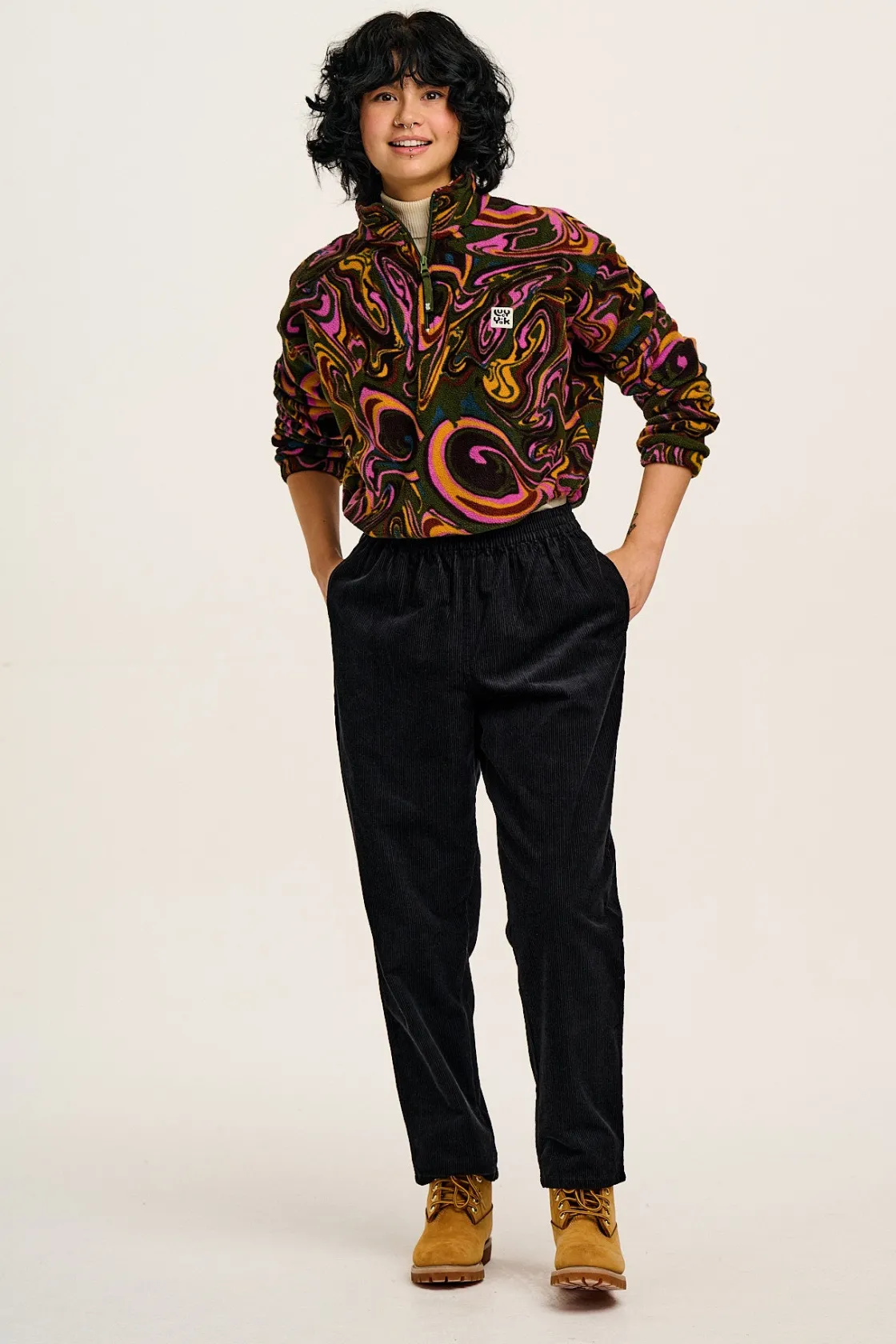 Lucy & Yak Billie - Corduroy Trousers in Black Clearance