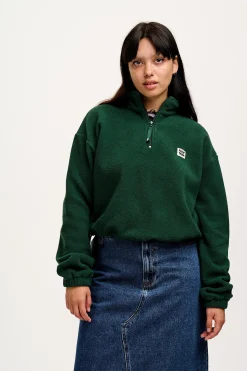Lucy & Yak Blake - Cropped Polar Fleece in Posy Green Sale