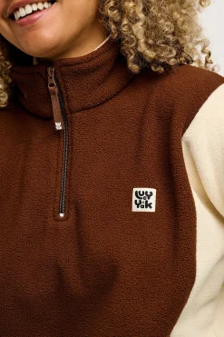 Lucy & Yak Blake - Cropped Polar Fleece in Cocoa, Cream & Sage Sale