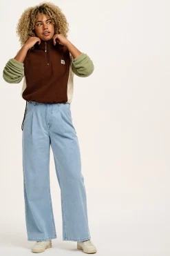 Lucy & Yak Blake - Cropped Polar Fleece in Cocoa, Cream & Sage Sale