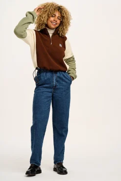 Lucy & Yak Blake - Cropped Polar Fleece in Cocoa, Cream & Sage Sale