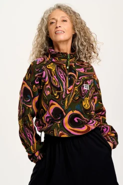 Lucy & Yak Blake - Cropped Polar Fleece in Mineral Swirl Print Outlet