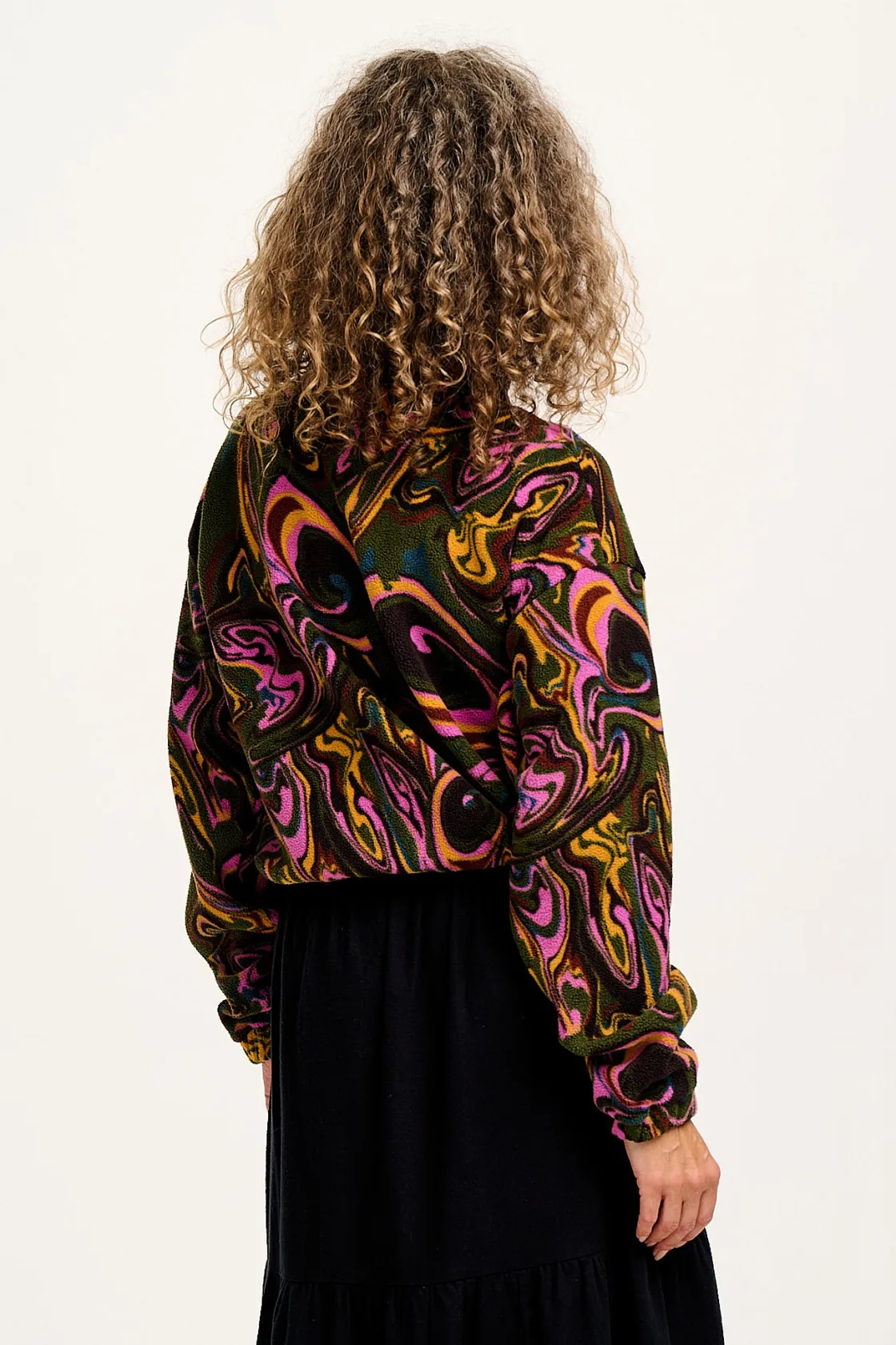 Lucy & Yak Blake - Cropped Polar Fleece in Mineral Swirl Print Outlet