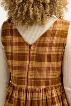 Lucy & Yak Bowie - Sleeveless Brushed Cotton Jumpsuit in Brown Oakley Tartan Discount