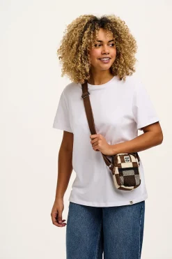 Lucy & Yak Brady - Crossbody Cotton Twill Bag in Cookies & Cream Checkerboard Print Online