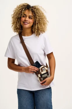 Lucy & Yak Brady - Crossbody Cotton Twill Bag in Cookies & Cream Checkerboard Print Online