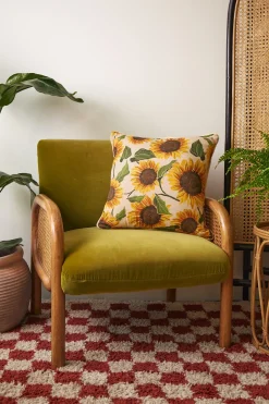 Lucy & Yak Bruna - Cushion Cover in Cream Sunflower Print Sale