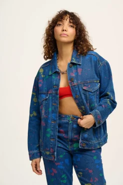 Lucy & Yak Callaway - Trucker Denim Jacket in Art Attack Print New