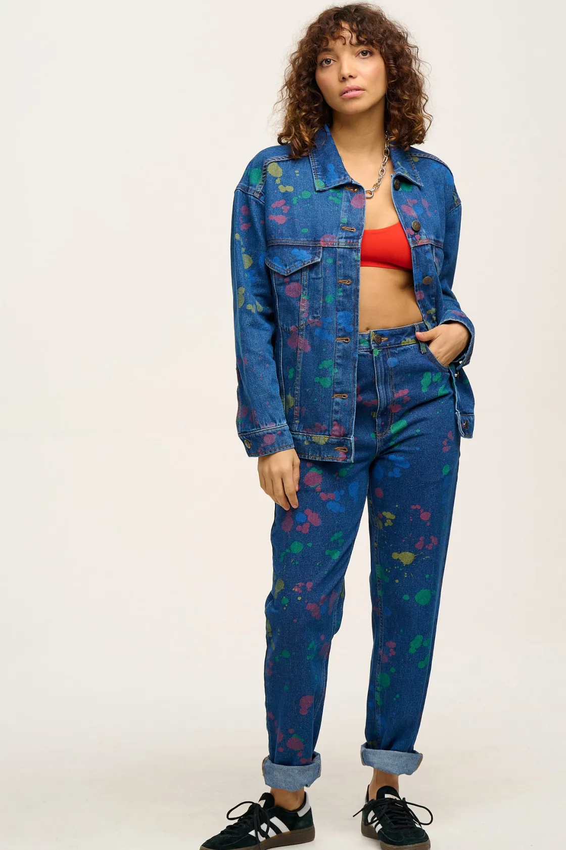 Lucy & Yak Callaway - Trucker Denim Jacket in Art Attack Print New