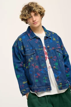 Lucy & Yak Callaway - Trucker Denim Jacket in Art Attack Print New