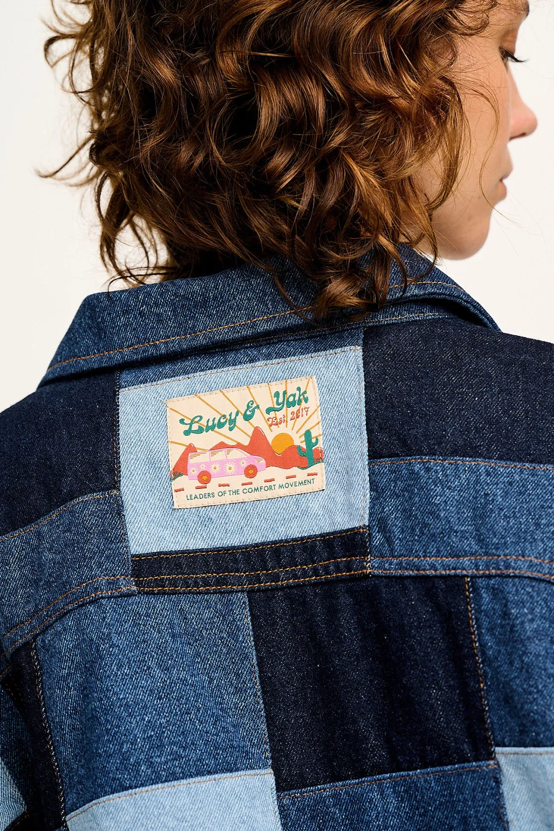 Lucy & Yak Callaway - Trucker Denim Jacket in Paige Patchwork Print Best