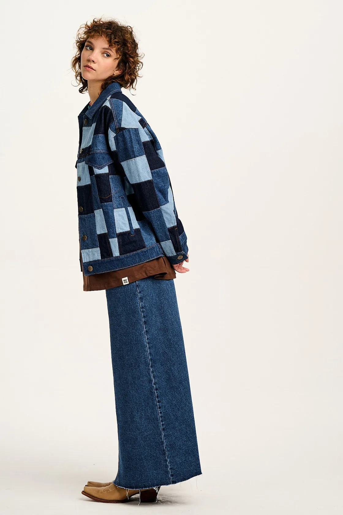 Lucy & Yak Callaway - Trucker Denim Jacket in Paige Patchwork Print Best
