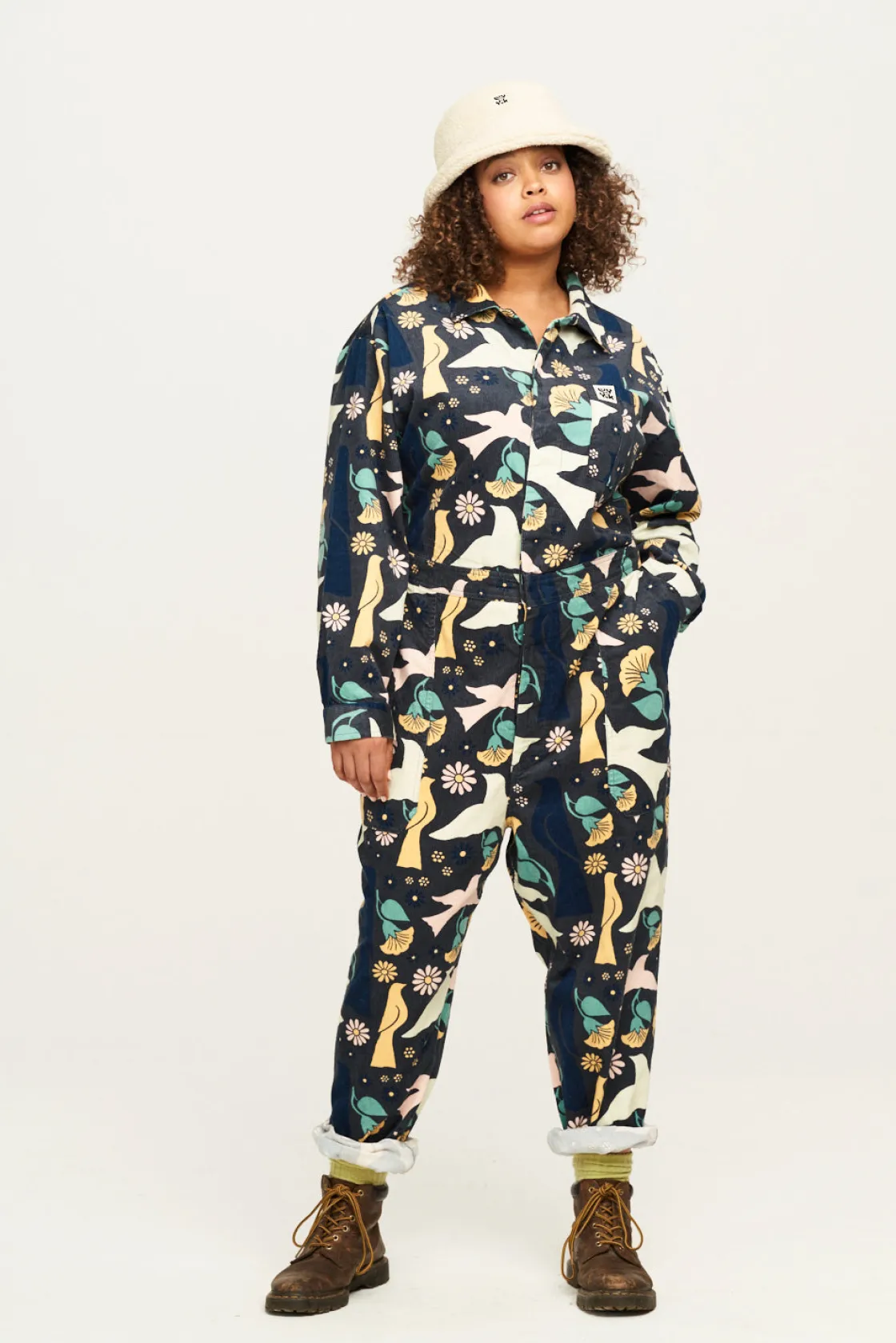 Lucy & Yak Carmen - Corduroy Jumpsuit in Skylar Print Clearance