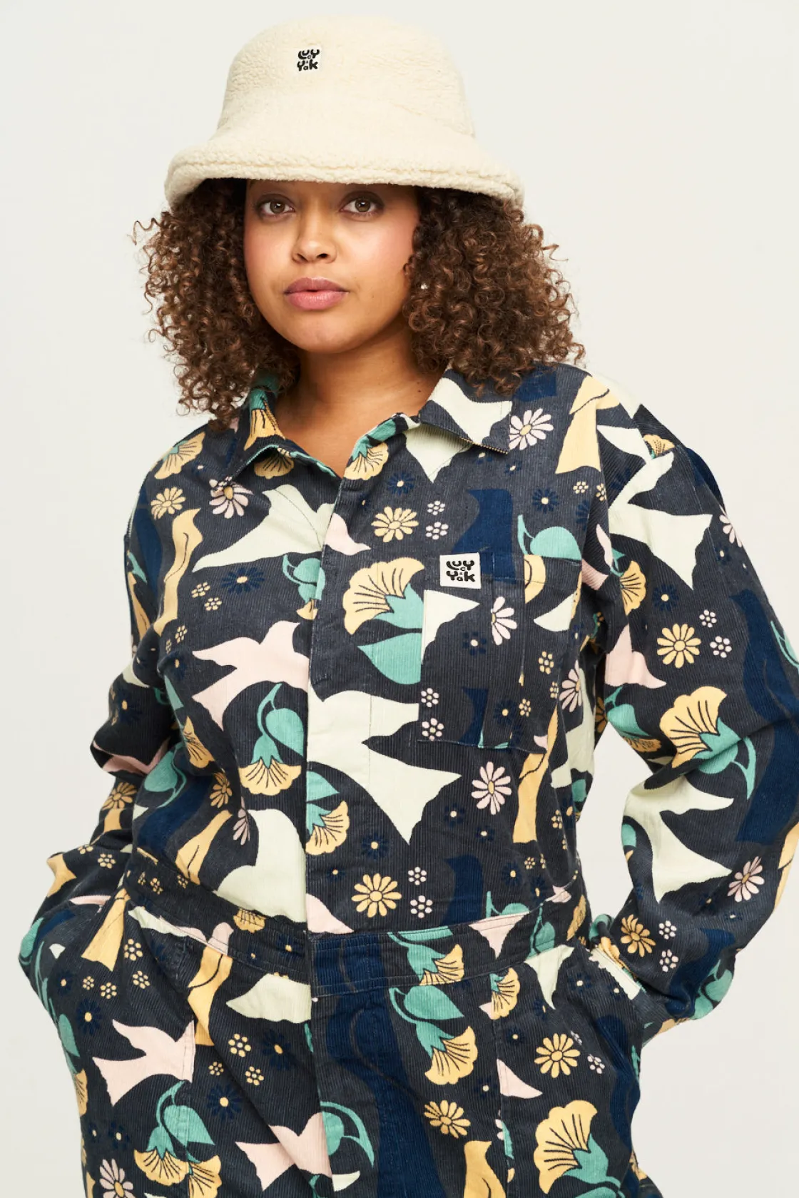 Lucy & Yak Carmen - Corduroy Jumpsuit in Skylar Print Clearance