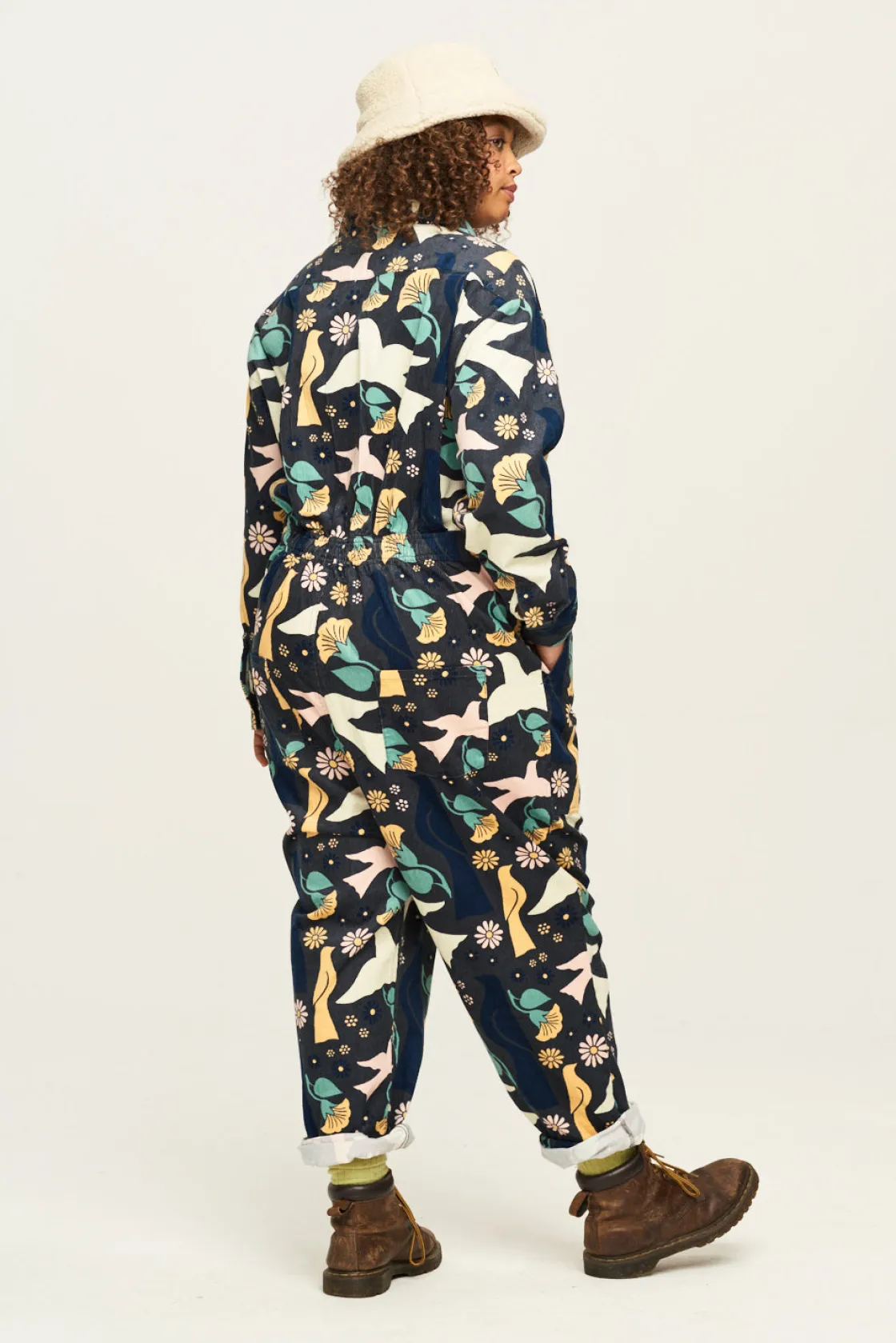 Lucy & Yak Carmen - Corduroy Jumpsuit in Skylar Print Clearance