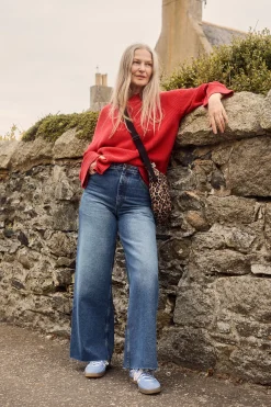 Lucy & Yak Carter - High Waisted Jeans in Vintage Wash Blue Hot