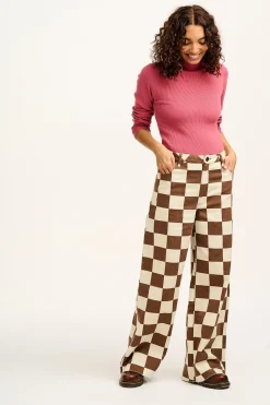 Lucy & Yak Carter - High Waisted Jeans in Cookies & Cream Checkerboard Print Hot