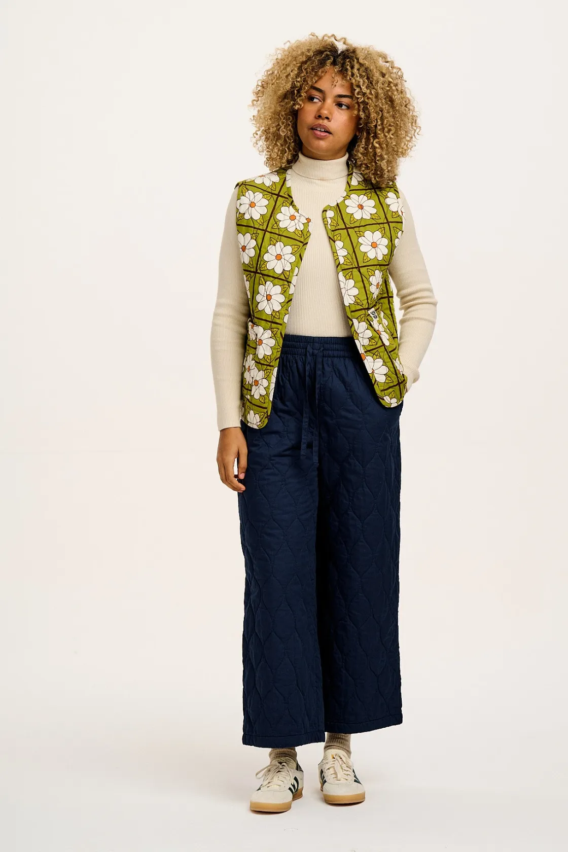 Lucy & Yak Chester - Quilted Cotton Trousers in Varsity Blue Outlet