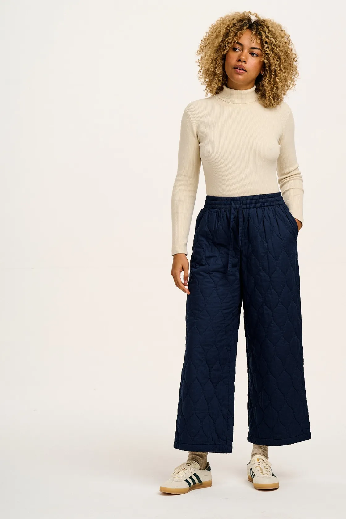 Lucy & Yak Chester - Quilted Cotton Trousers in Varsity Blue Outlet