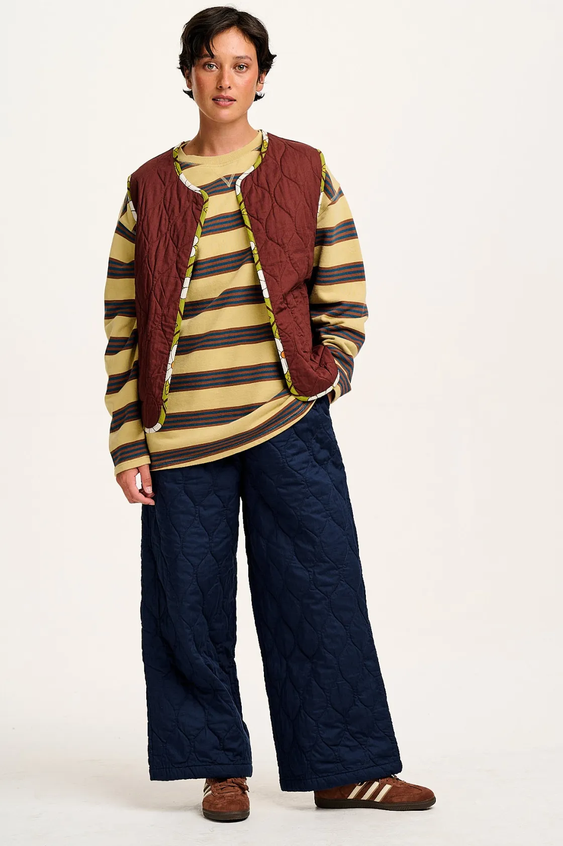 Lucy & Yak Chester - Quilted Cotton Trousers in Varsity Blue Outlet
