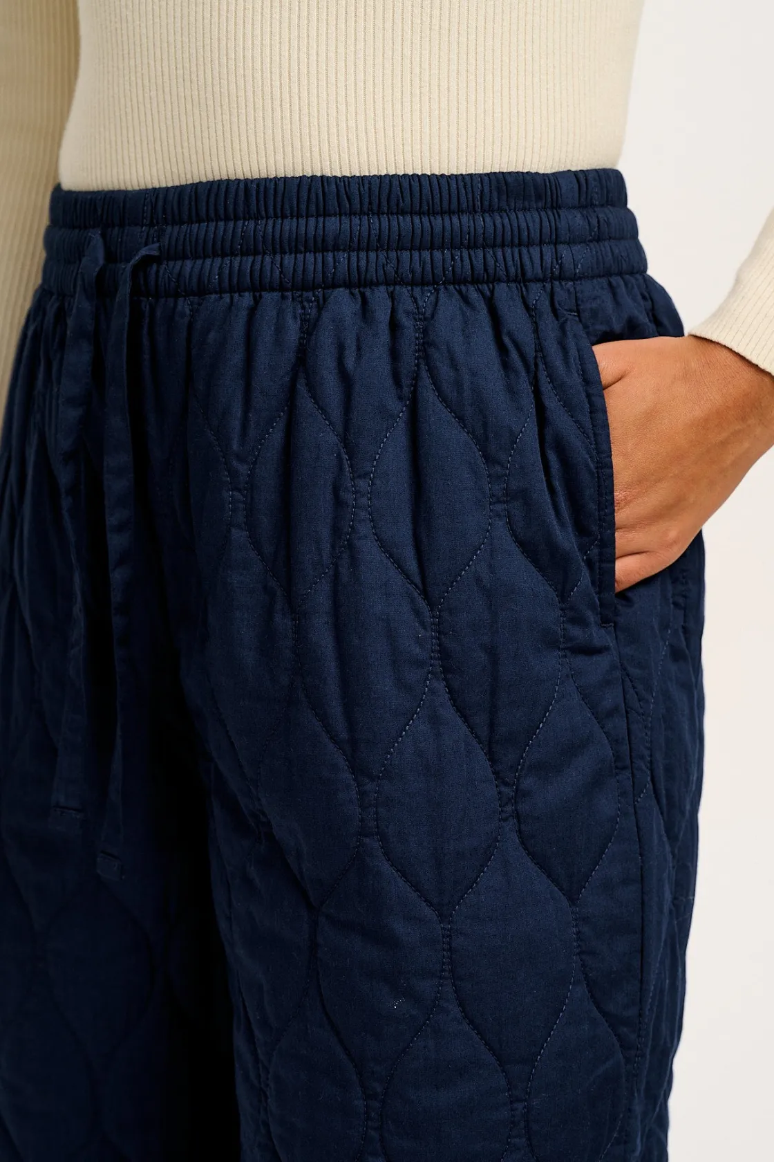 Lucy & Yak Chester - Quilted Cotton Trousers in Varsity Blue Outlet