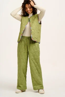 Lucy & Yak Chester - Quilted Cotton Trousers in Mosstone Green Discount