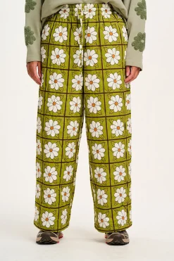 Lucy & Yak Chester - Quilted Cotton Trousers in Romneya Floral Print Hot