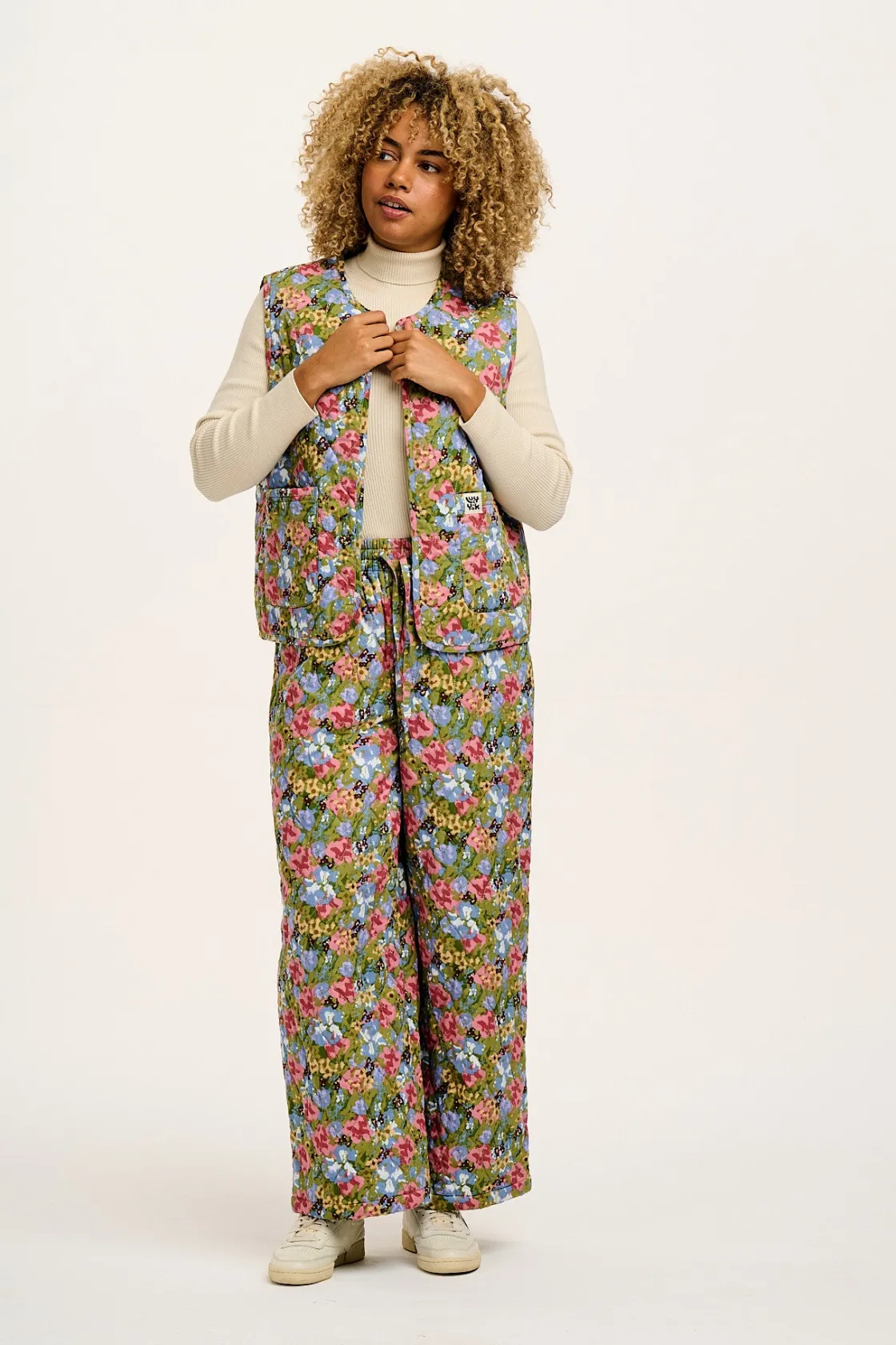 Lucy & Yak Chester - Quilted Cotton Trousers in Elsinore Floral Print Fashion