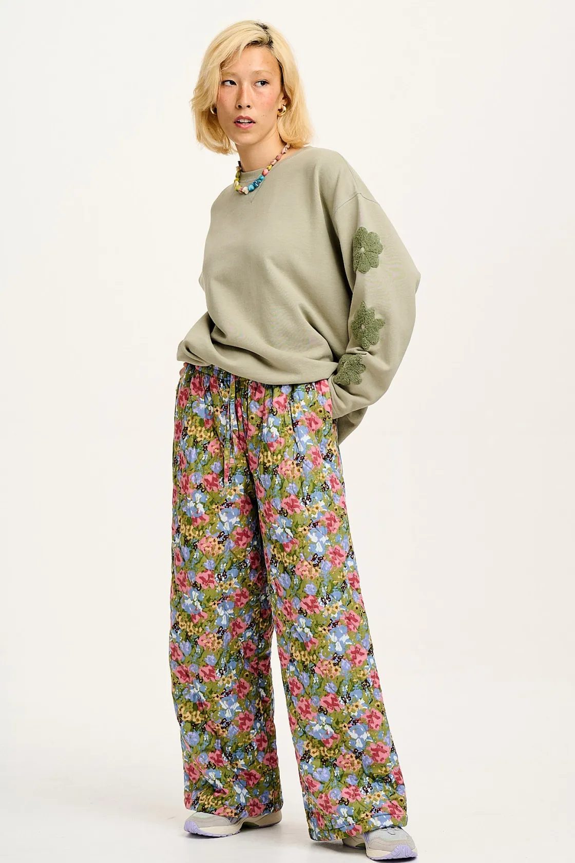 Lucy & Yak Chester - Quilted Cotton Trousers in Elsinore Floral Print Fashion