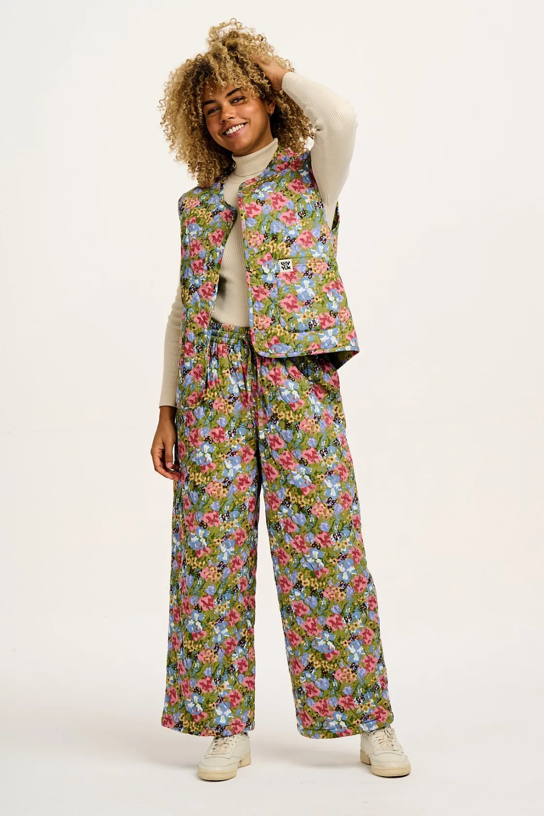Lucy & Yak Chester - Quilted Cotton Trousers in Elsinore Floral Print Fashion