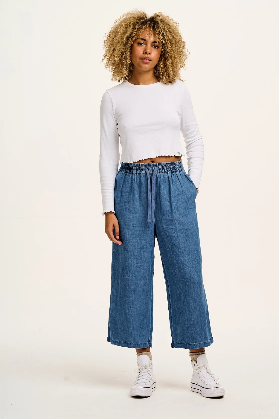 Lucy & Yak Chuck - Cotton & Hemp Trousers in Mid Wash Blue Online