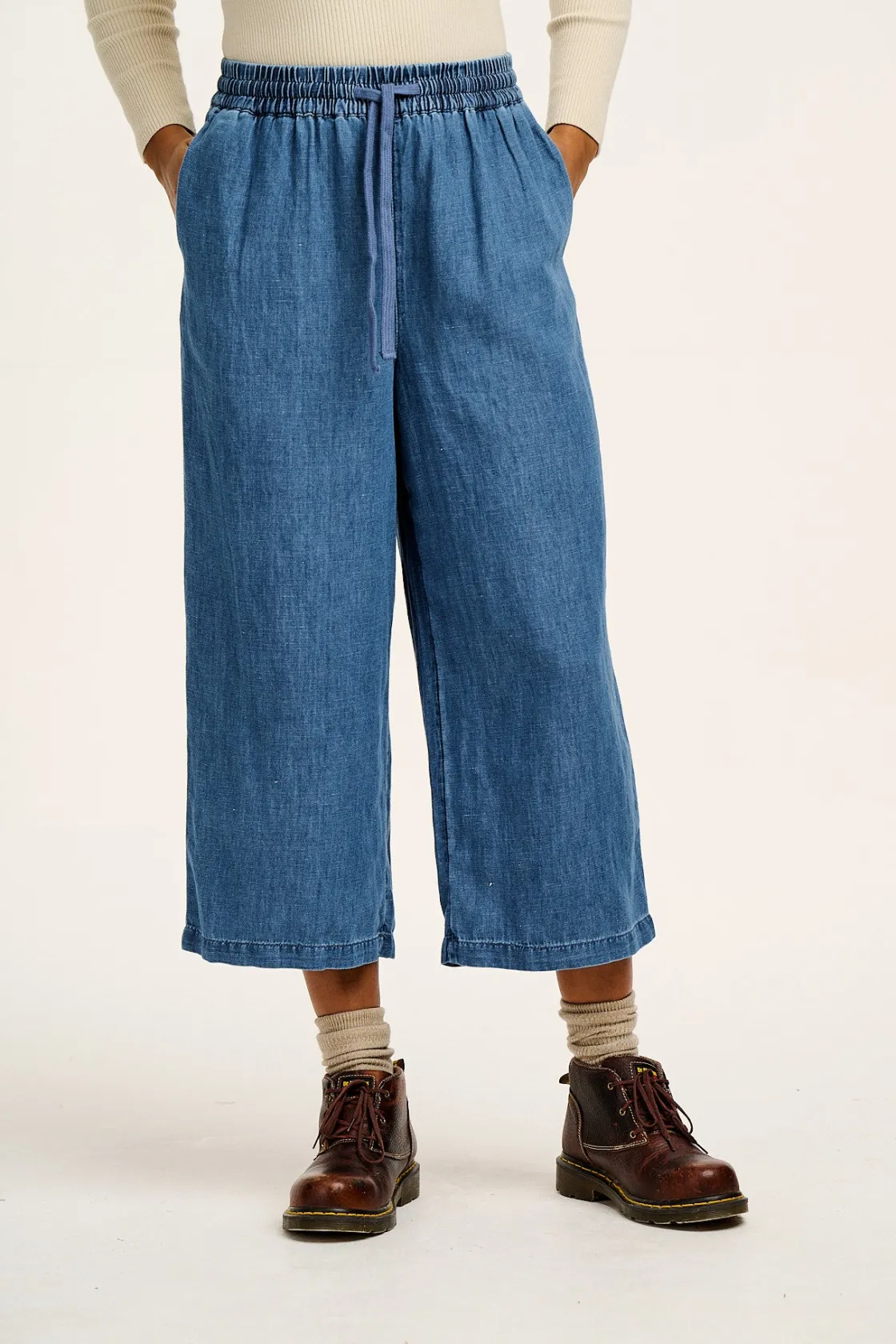 Lucy & Yak Chuck - Cotton & Hemp Trousers in Mid Wash Blue Online