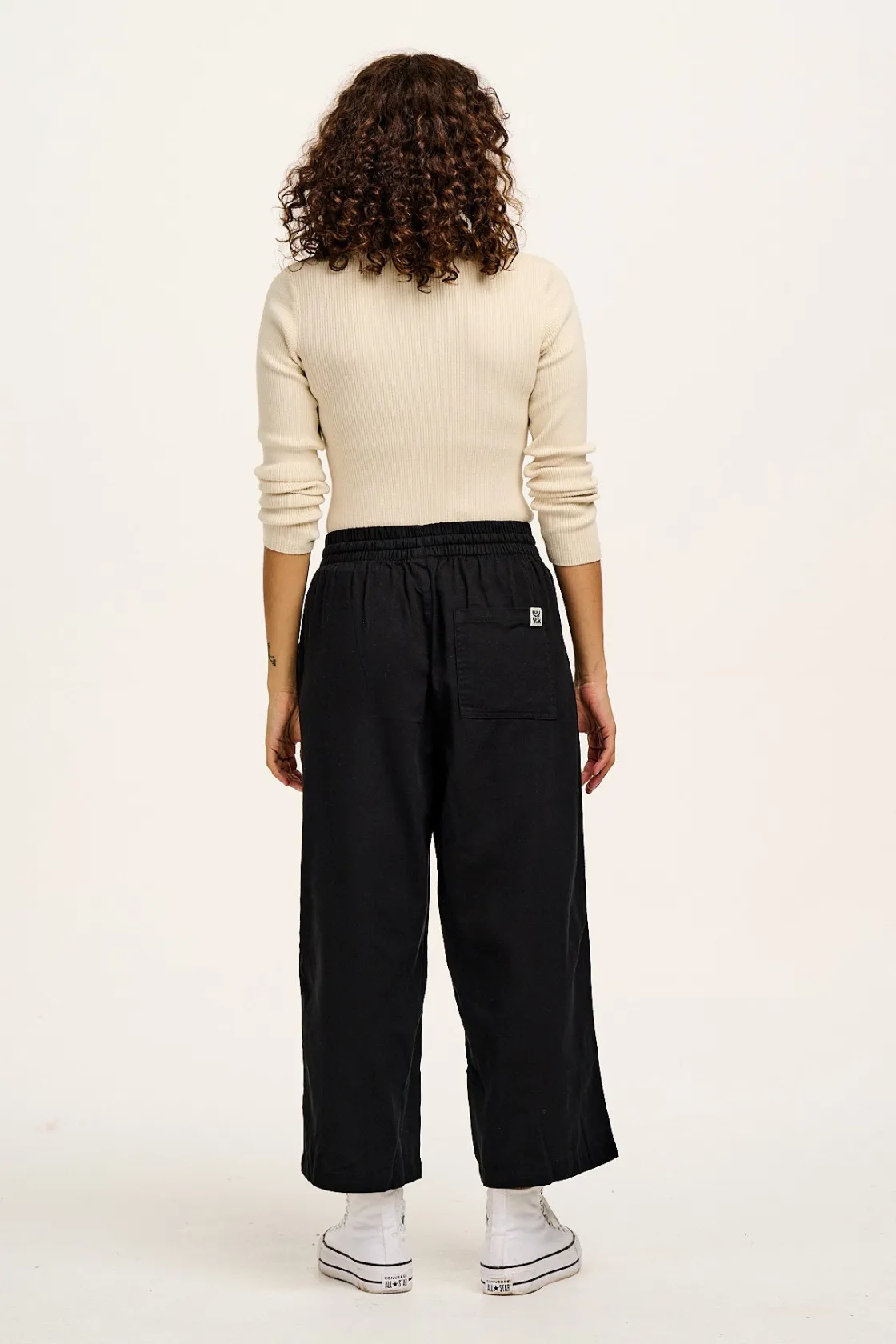 Lucy & Yak Chuck - Wide Leg Cotton Trousers in Black New