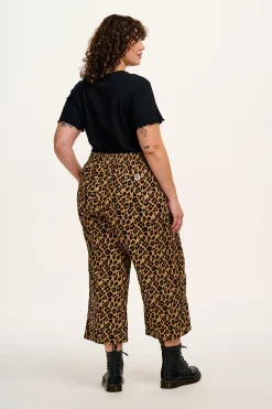 Lucy & Yak Chuck - Wide Leg Cotton Trousers in Leopard Print Hot