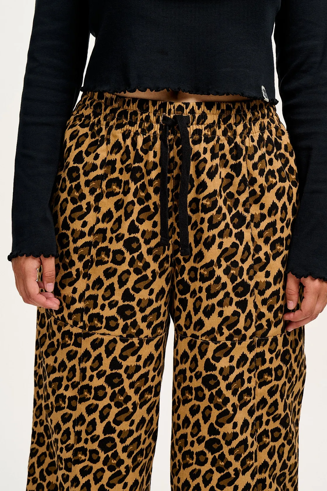 Lucy & Yak Chuck - Wide Leg Cotton Trousers in Leopard Print Hot