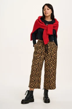 Lucy & Yak Chuck - Wide Leg Cotton Trousers in Leopard Print Hot