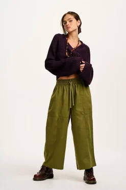 Lucy & Yak Chuck - Wide Leg Cotton Trousers in Khaki Outlet