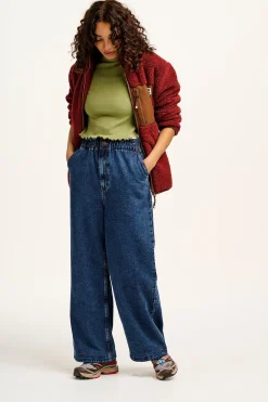 Lucy & Yak Cody - Paper Bag Jeans in Mid Wash Blue Denim Best