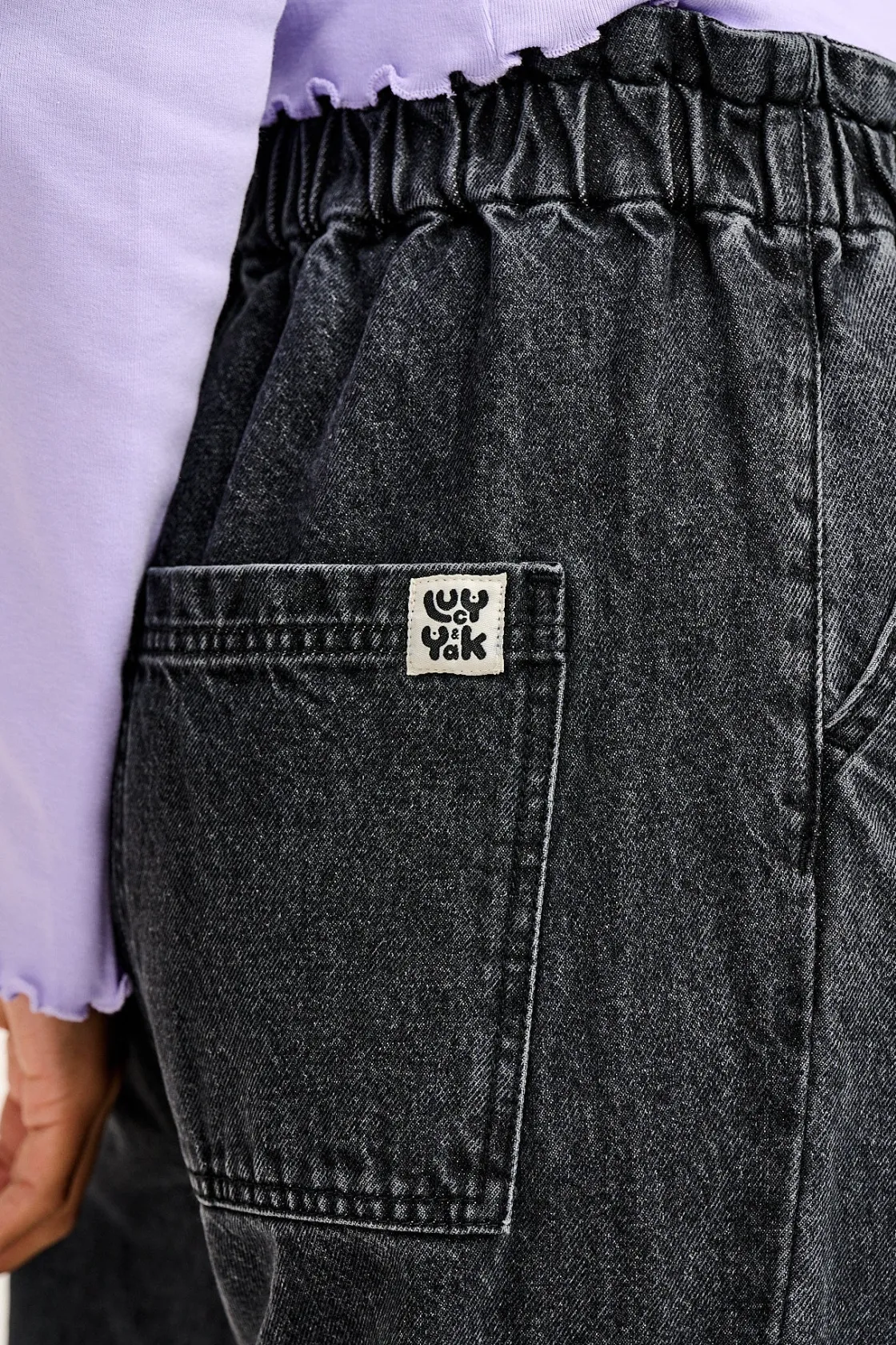 Lucy & Yak Cody - Paper Bag Jeans in Grey Wash Denim New