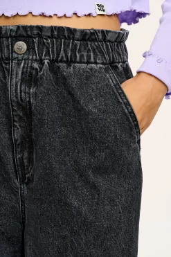 Lucy & Yak Cody - Paper Bag Jeans in Grey Wash Denim New