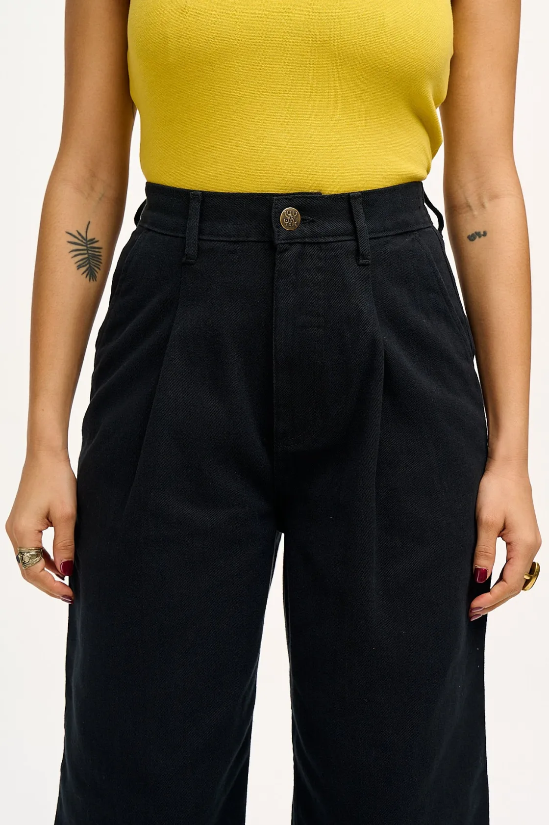 Lucy & Yak Cole - Baggy Wide Leg Denim Jeans in Black New