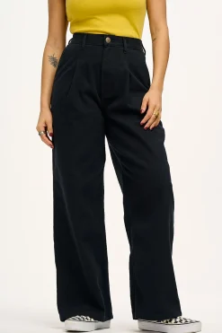 Lucy & Yak Cole - Baggy Wide Leg Denim Jeans in Black New