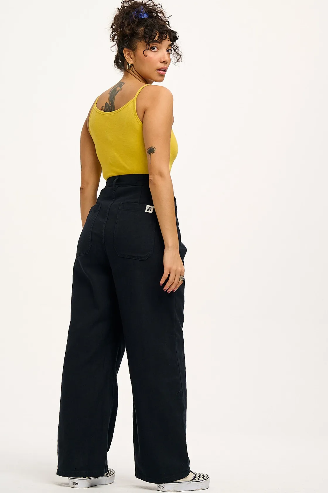 Lucy & Yak Cole - Baggy Wide Leg Denim Jeans in Black New