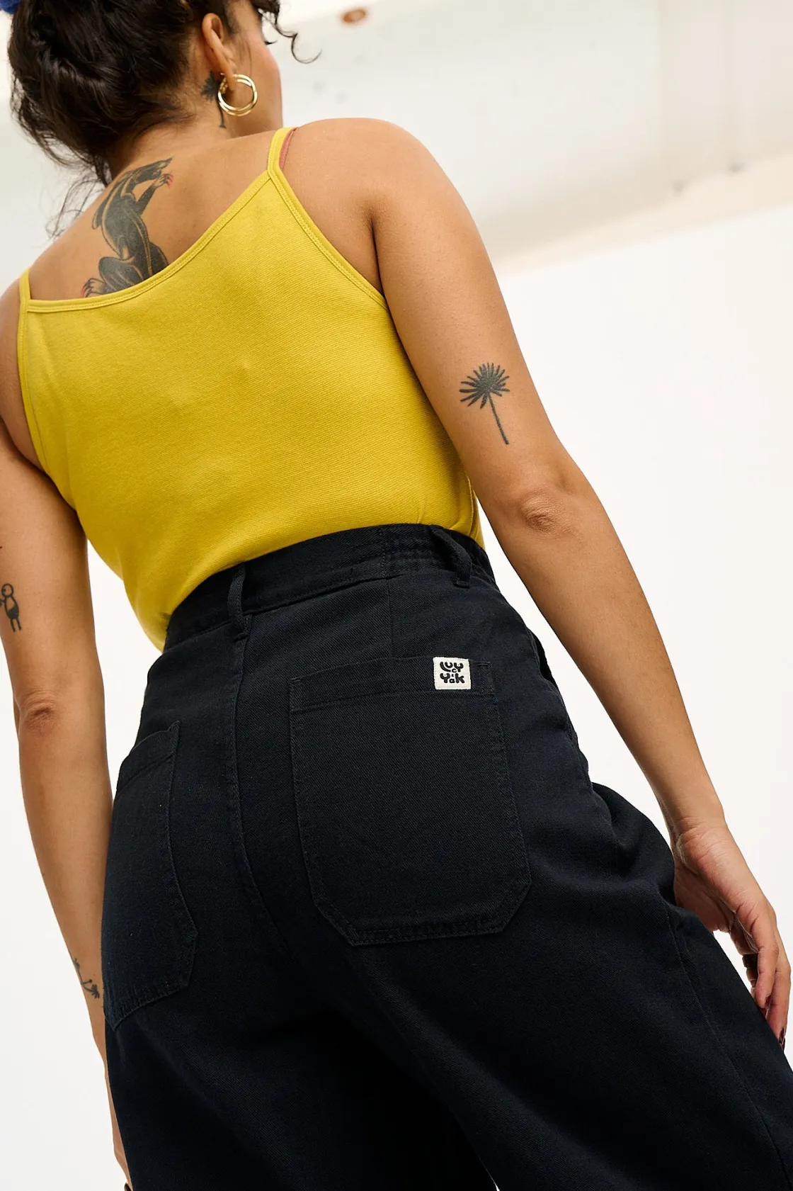 Lucy & Yak Cole - Baggy Wide Leg Denim Jeans in Black New