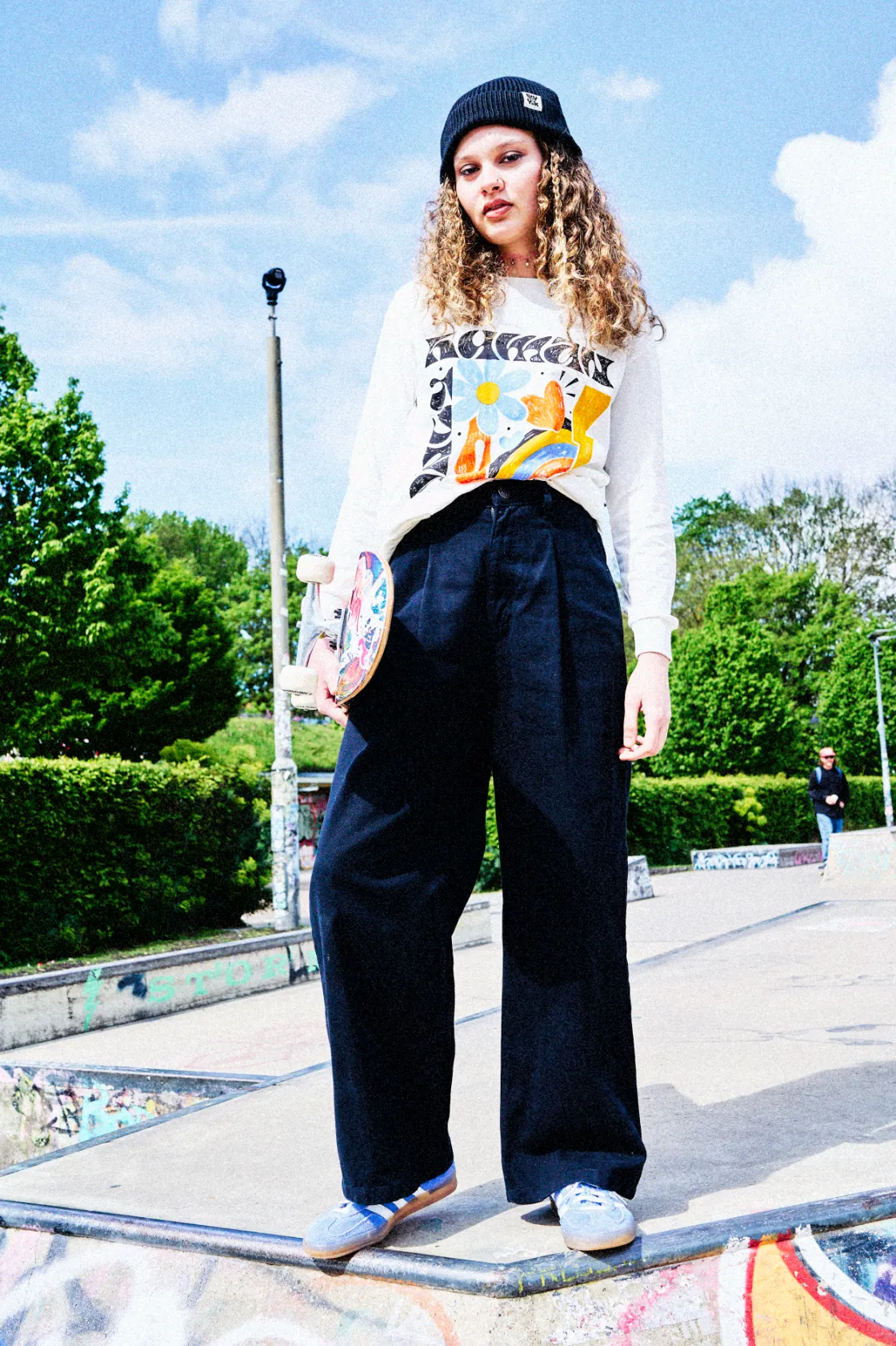 Lucy & Yak Cole - Baggy Wide Leg Denim Jeans in Black New