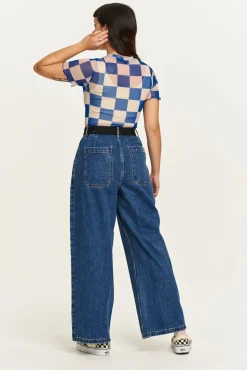 Lucy & Yak Cole - Baggy Wide Leg Denim Jeans in Mid Wash Blue Fashion